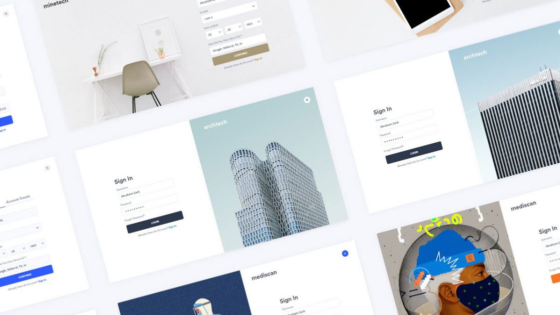 Free Register Signup and Login Pop Screen Design XD Templates Free