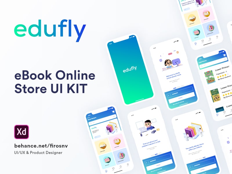 Edufly Free Ebbok Ui Kit For Adobe Xd