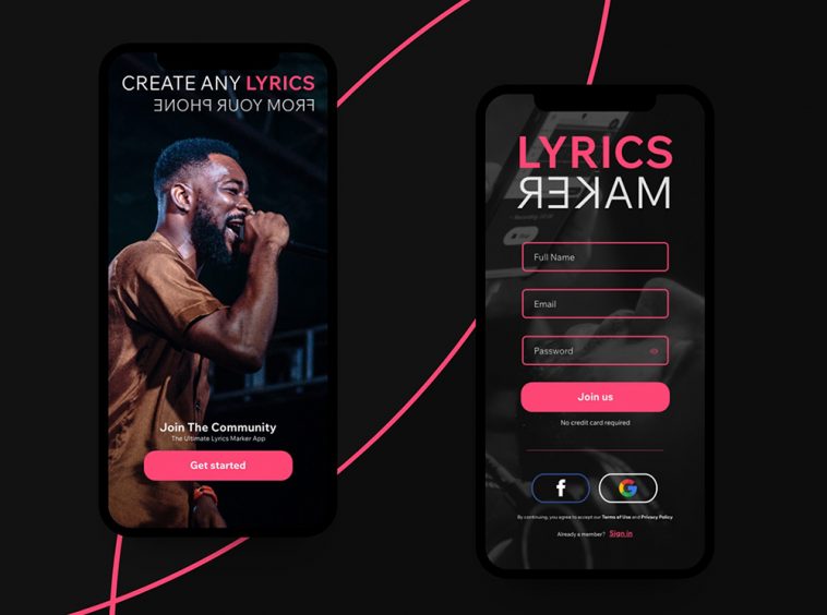 Adobe XD Lyrics Maker App Template