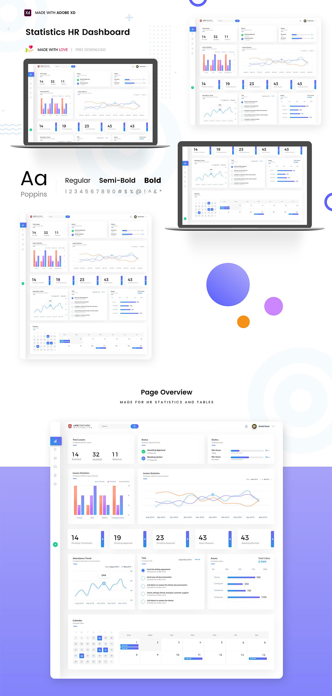 Free Hr Stats Dashboard Xd Template - Free Adobe Xd File