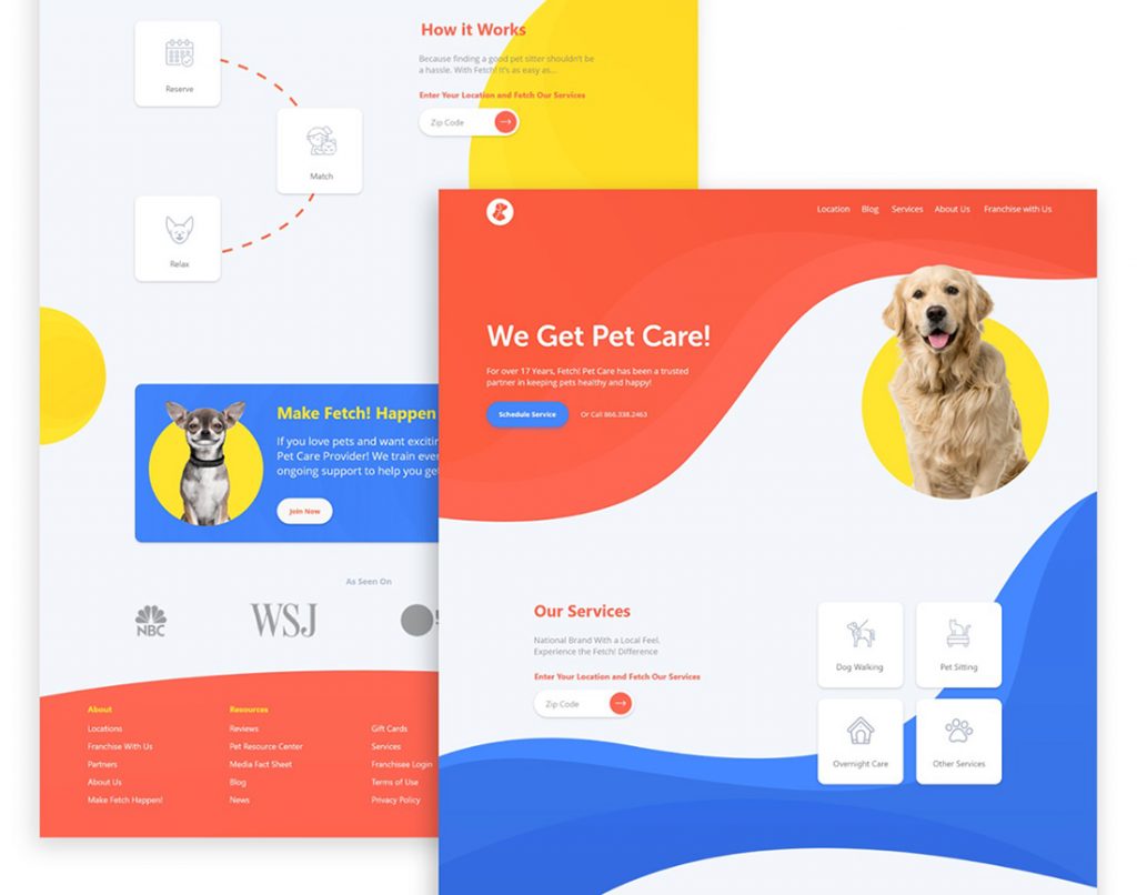 Free Pet Care XD Landing Page Template - Xd File