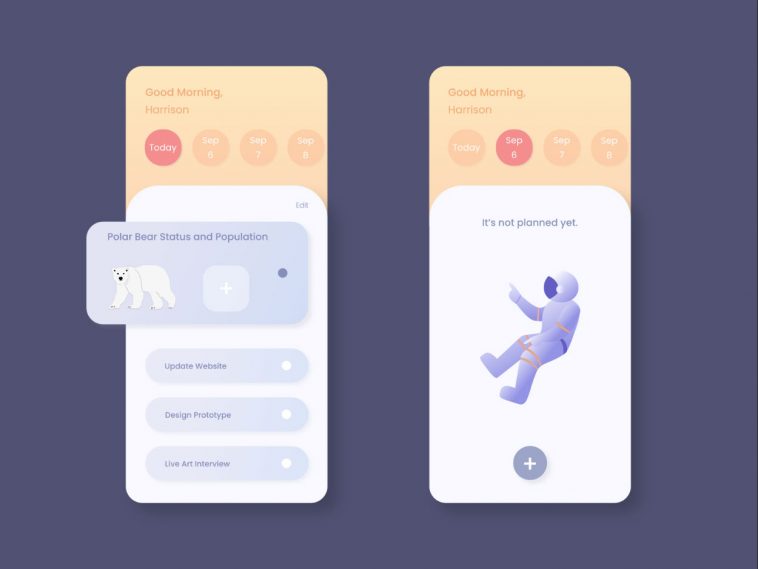 Free ToDo List App UI Adobe XD