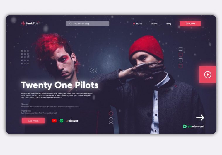 Free Music XD Homepage Concept