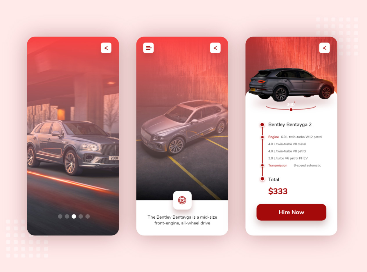 Free Premium Car Hire Mobile App XD Template Free Xd File