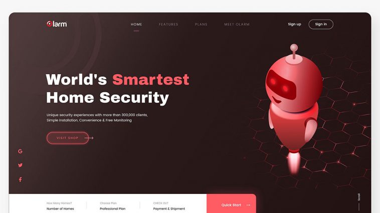 Free Olarm Home Security XD Website Template