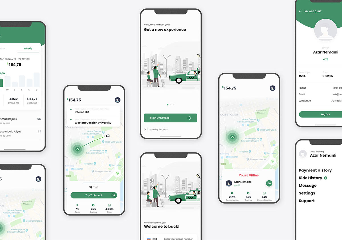 Free Taxi Service Free XD UI Kit