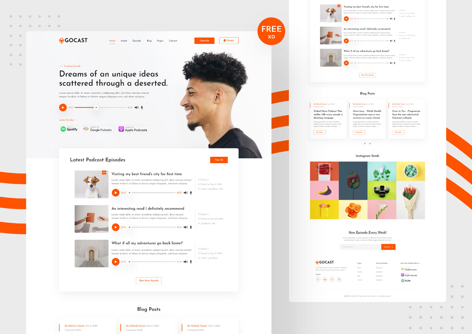 Free Podcast Website XD Template
