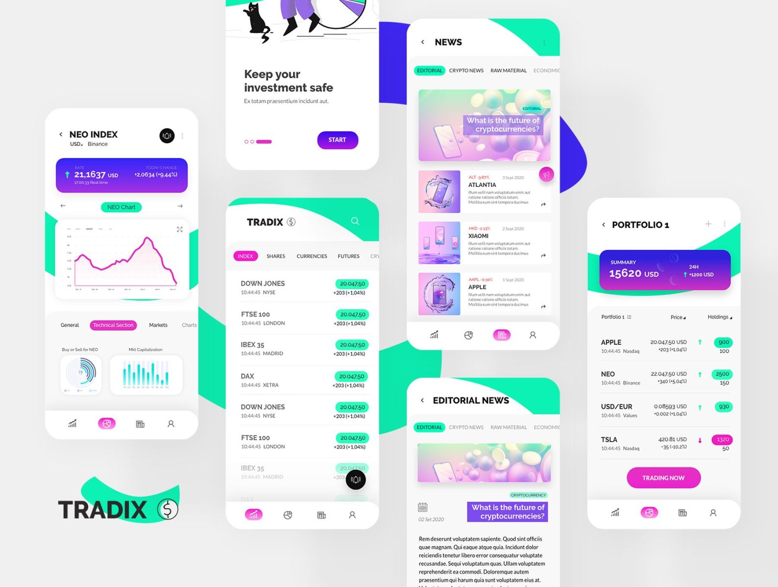 Free Tradix Trading App XD UI Kit