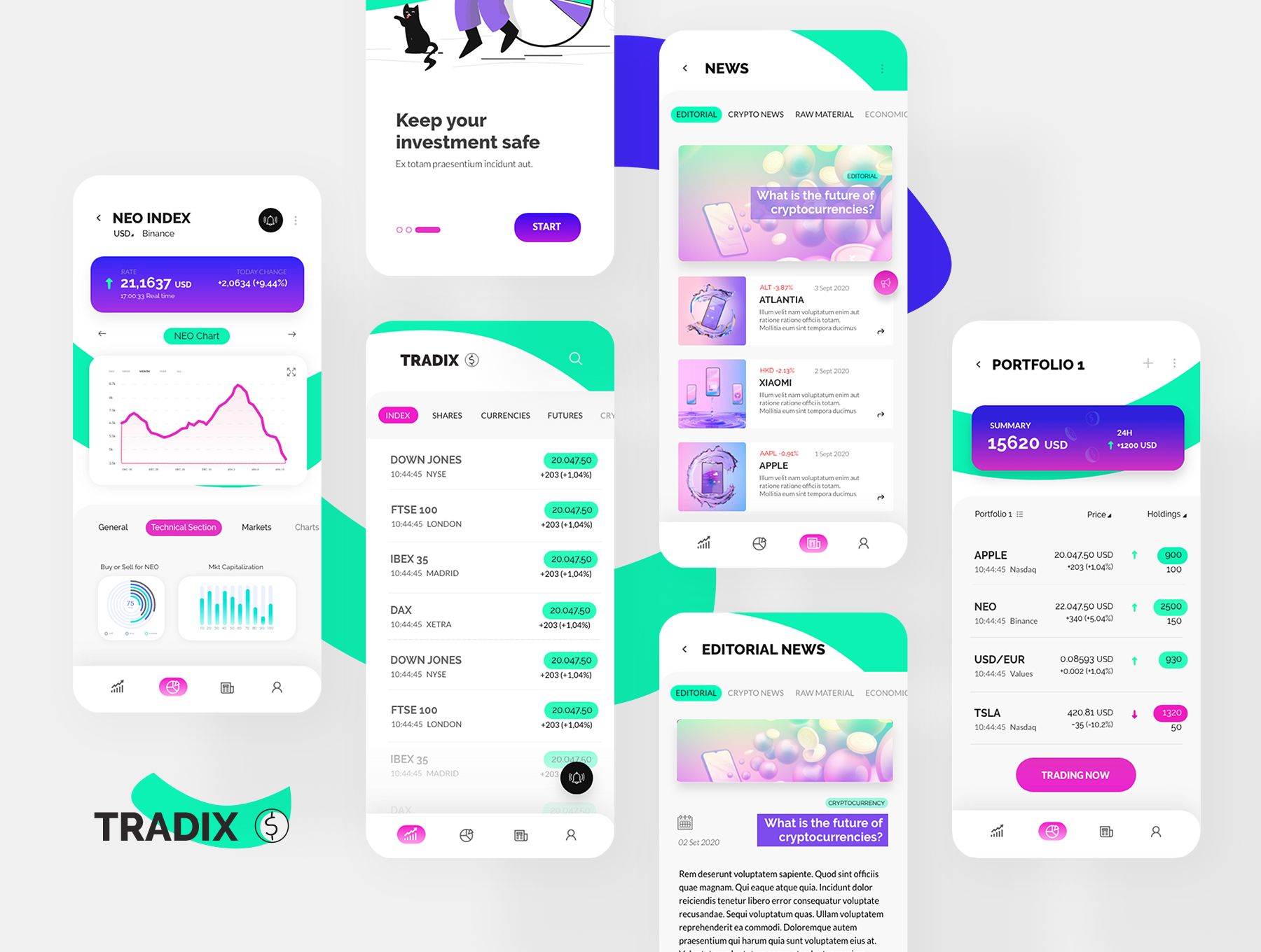 Free Tradix Trading App XD + Figma UI Kit - Xd File