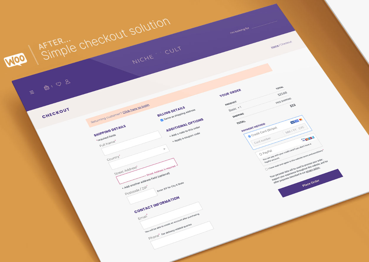 Free WooCommerce Simple Checkout Form XD Template