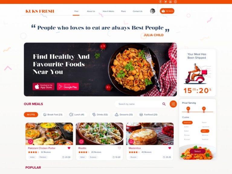 Free Kuk Fresh Food XD Website Template - Xd File