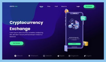 Cryptocurrency Exchange Free Adobe XD Landing Page