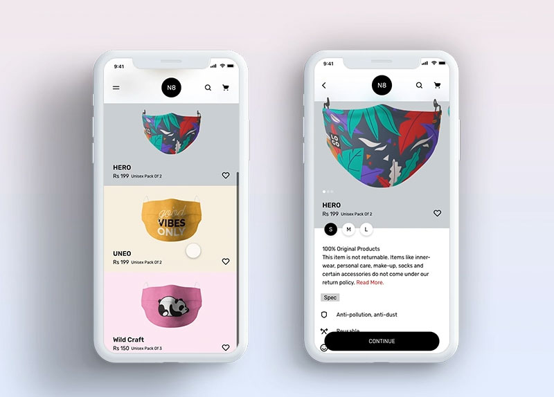 Ecommerce App XD Template Animation