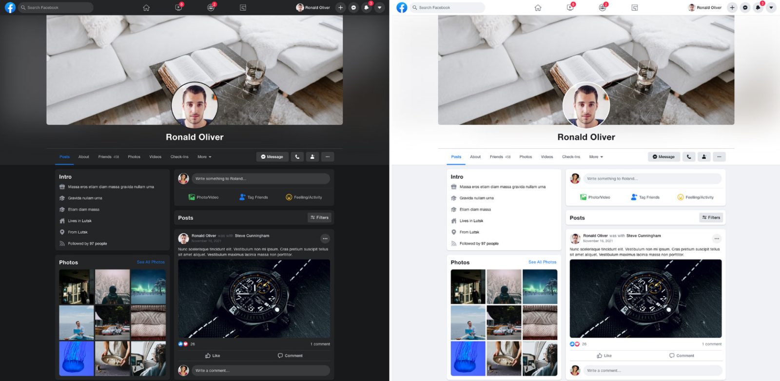 Facebook Free Mockup XD DarkLight