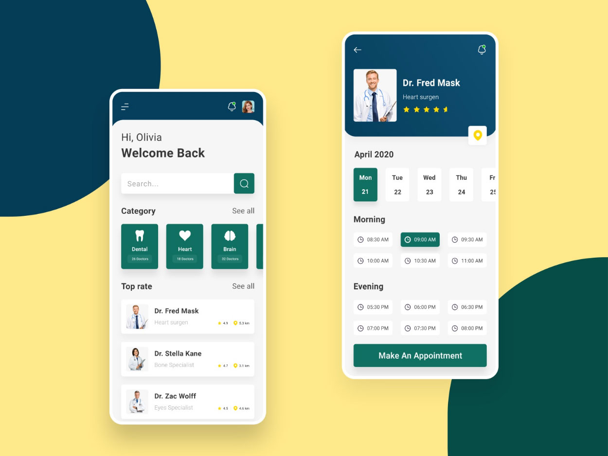 Doctor Appointment Booking mobile app Template Design - UpLabs