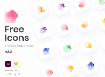 Free Glass Icons Set for Adobe XD