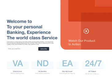 Banking Experience XD Landing Page