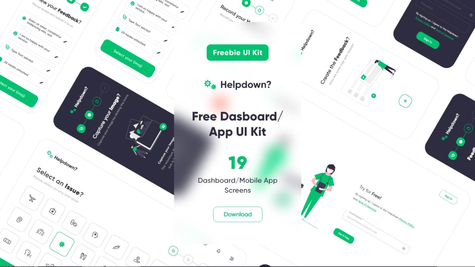 Helpdown App Dashboard UI Kit For XD