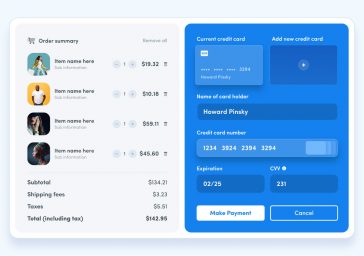 Shopping Cart Payment UI Screen for XD