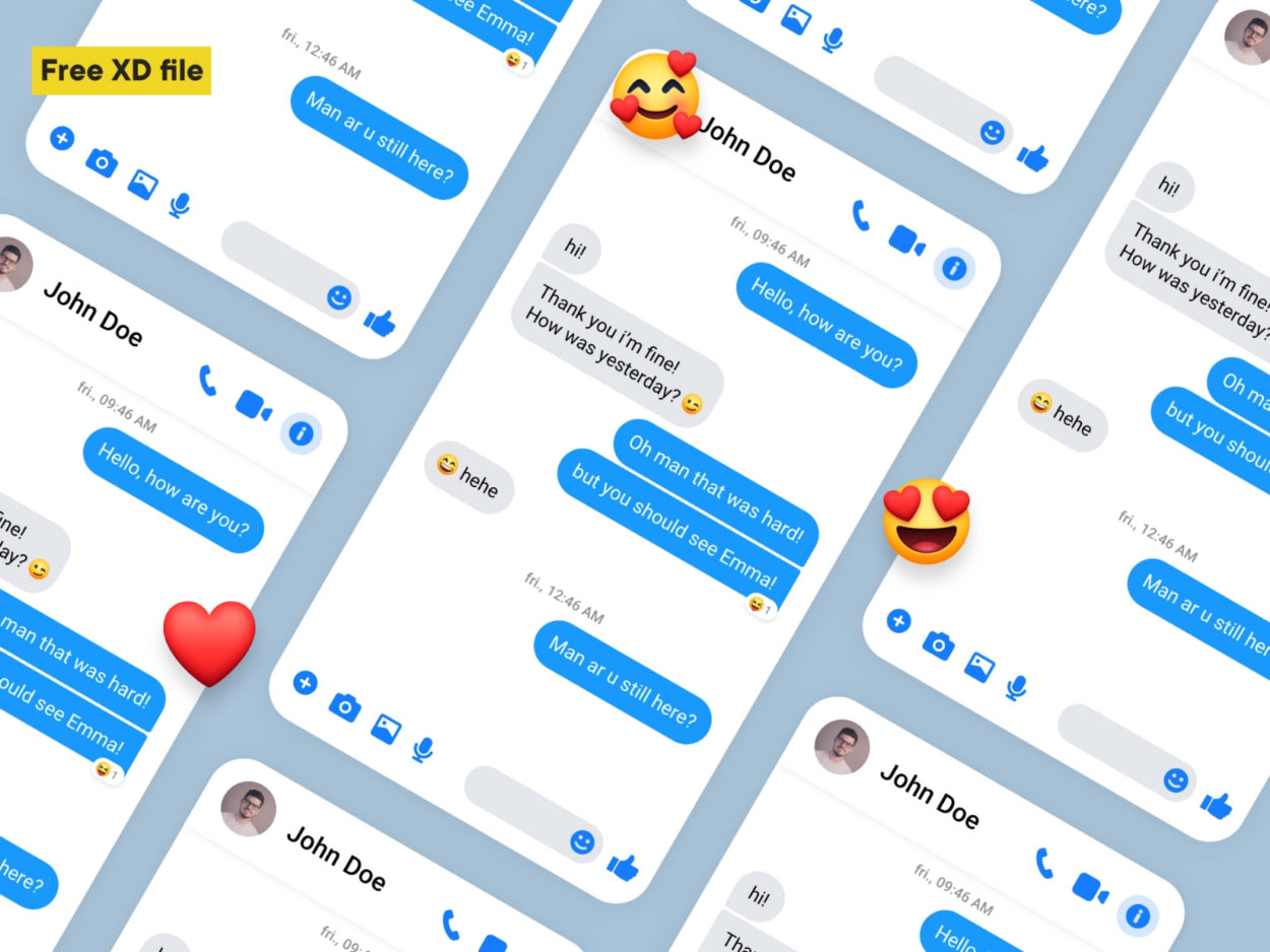 Messanger Mockup Free Adobe XD File
