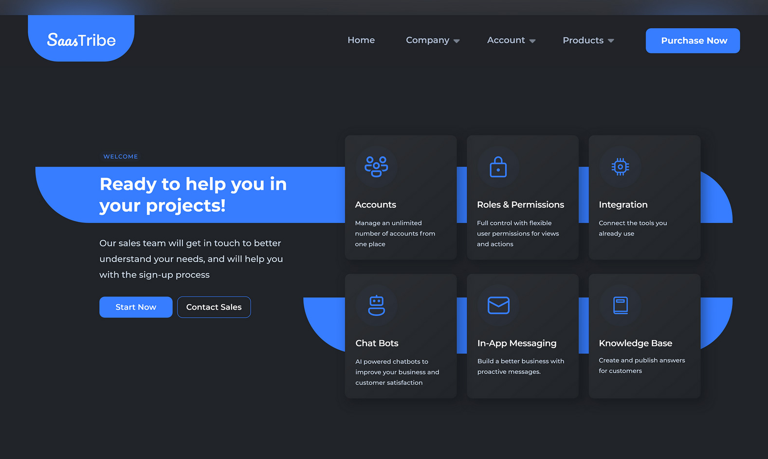 Saas Tribe Free XD Website Template