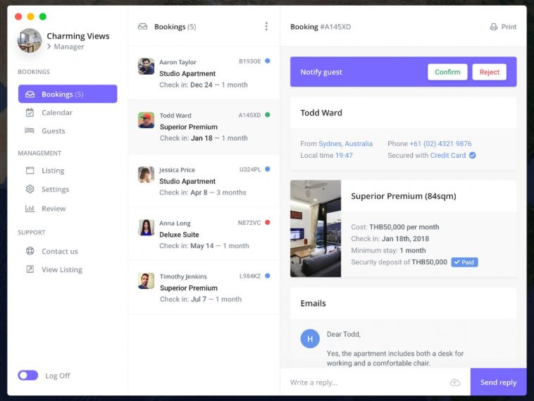 Rental Hotel Admin XD Template