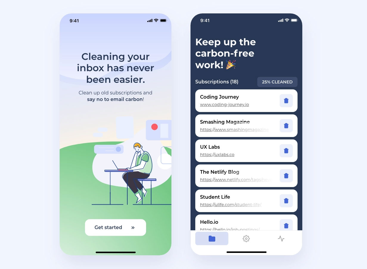 EMail Inbox Cleaning App Adobe XD Template