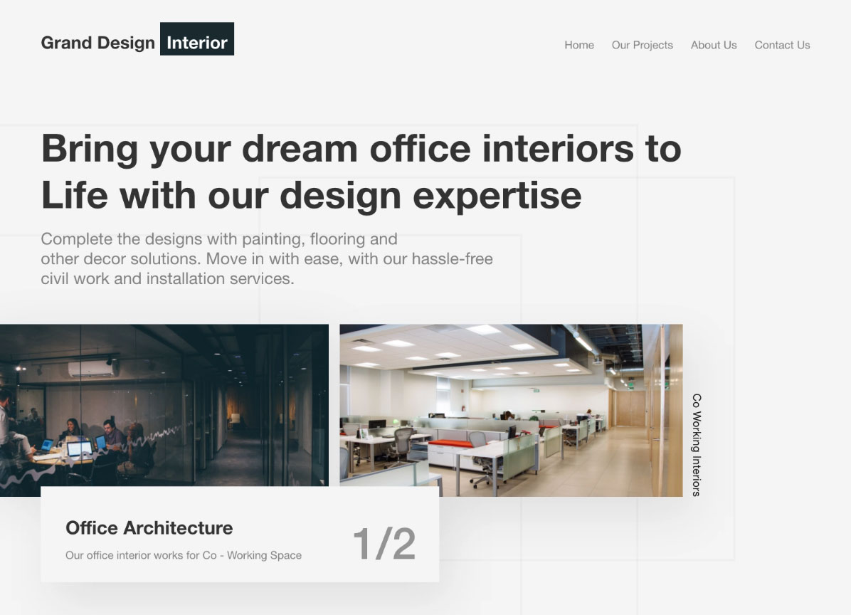 Adobe XD Interior Design Landing Page Concept
