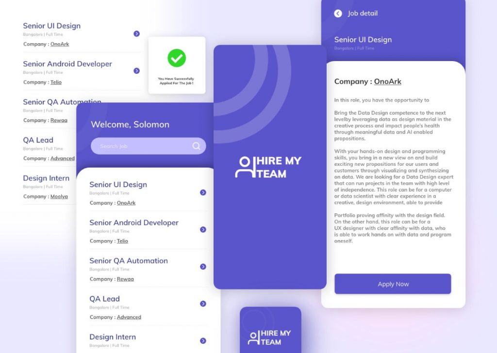 Free Hire Team Job App Design XD Concept - Free Xd File