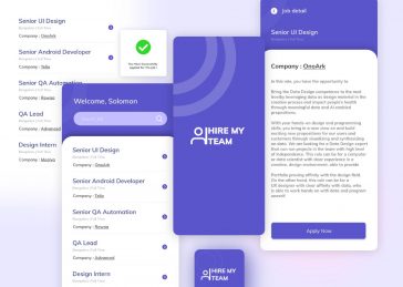 Mobile Hire Team Job App Design XD Concept