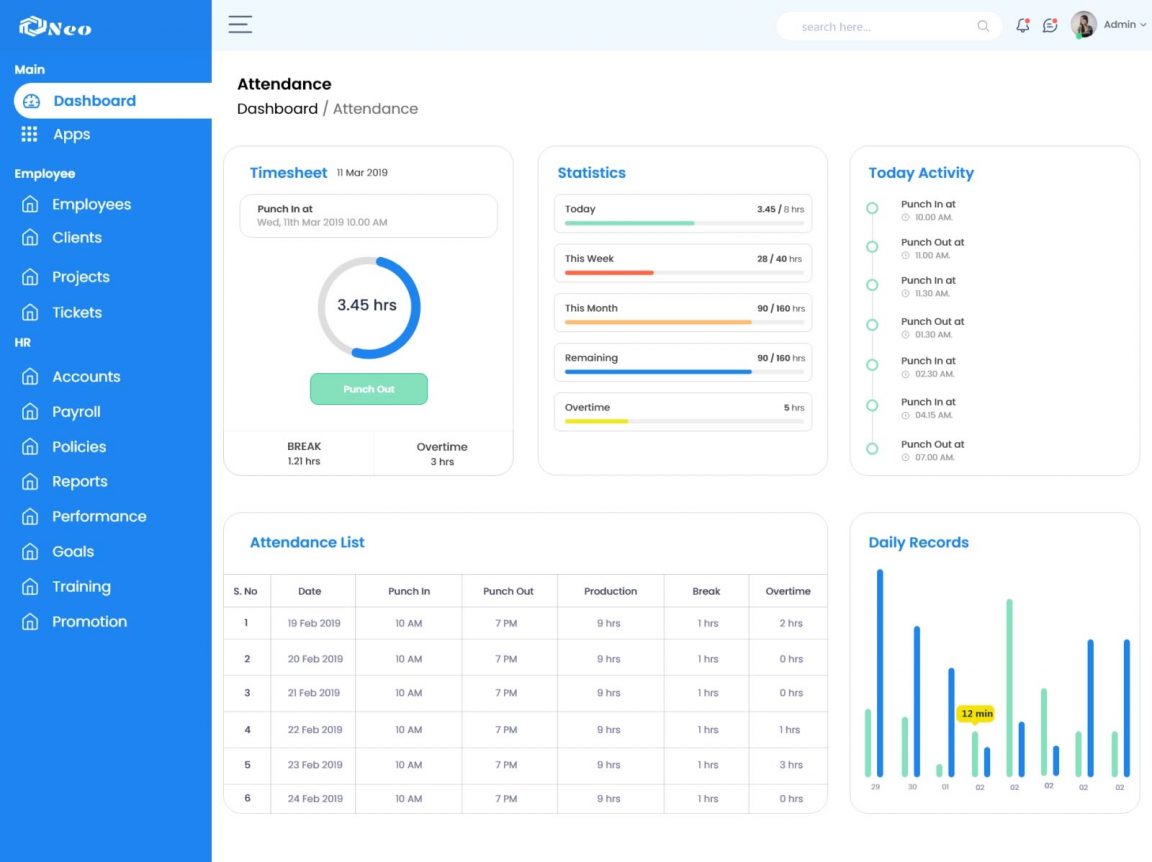 Free Attendance Management System Dashboard Xd File - Free Adobe Xd File