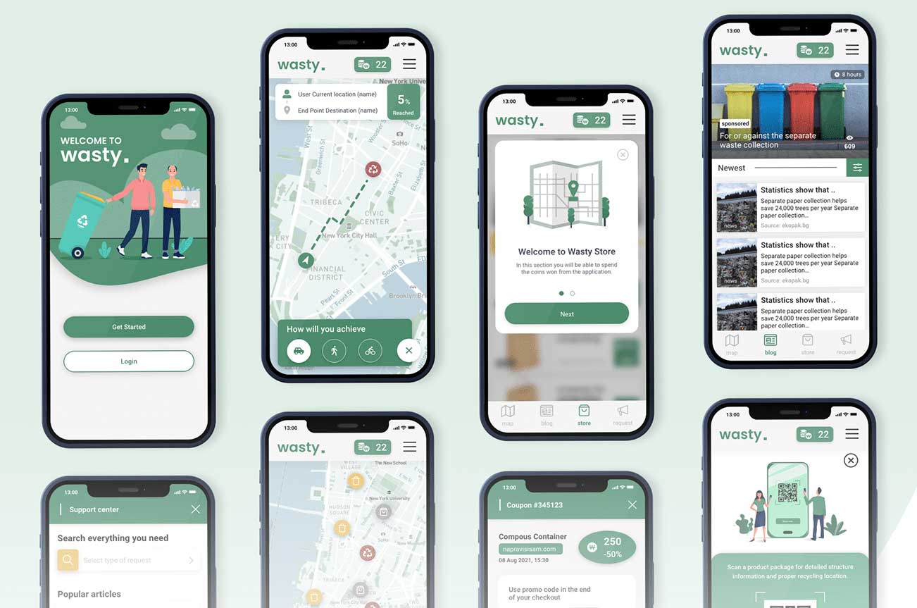 Wasty Free Mobile XD UI Kit