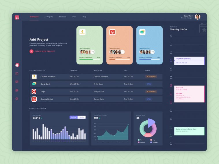 ProManage Dashboard XD Template