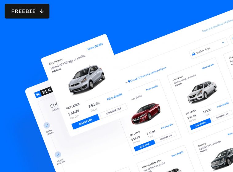 Free Car Rental Web XD Template