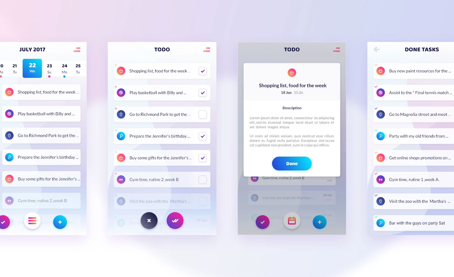 Free ToDo Mobile App UI Screens XD Template