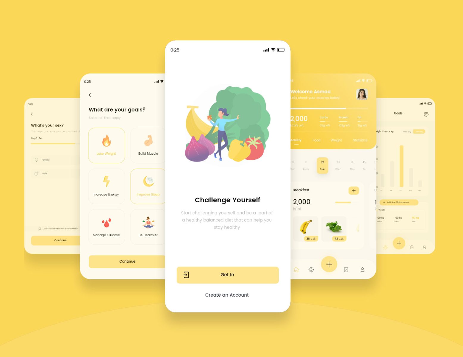 Free Calorie Counter XD App Template