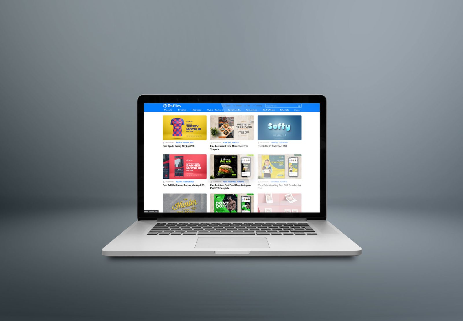 Free Web Page Laptop Mockup PSD