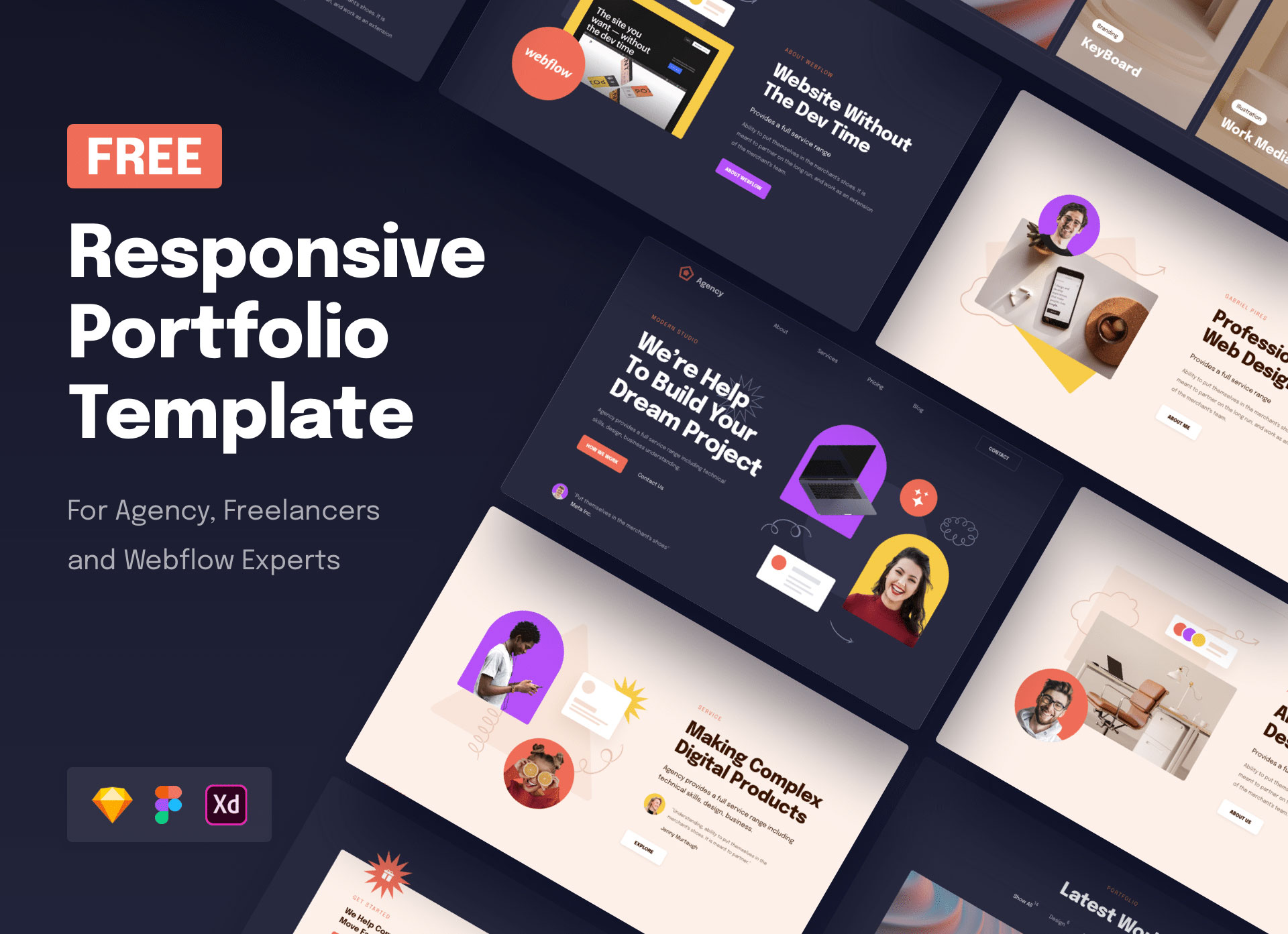 Free XD Responsive Portfolio Template Xd File