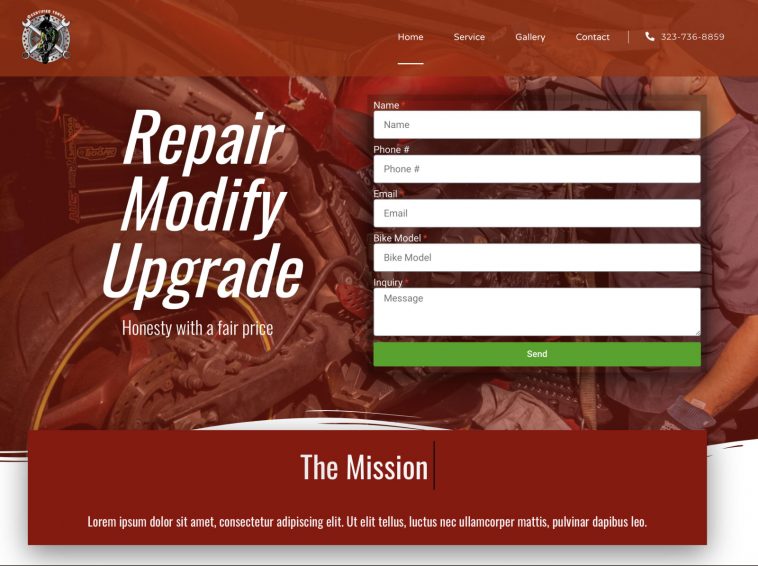 Certified Motorcycle Repair Website Service Page Xd Template