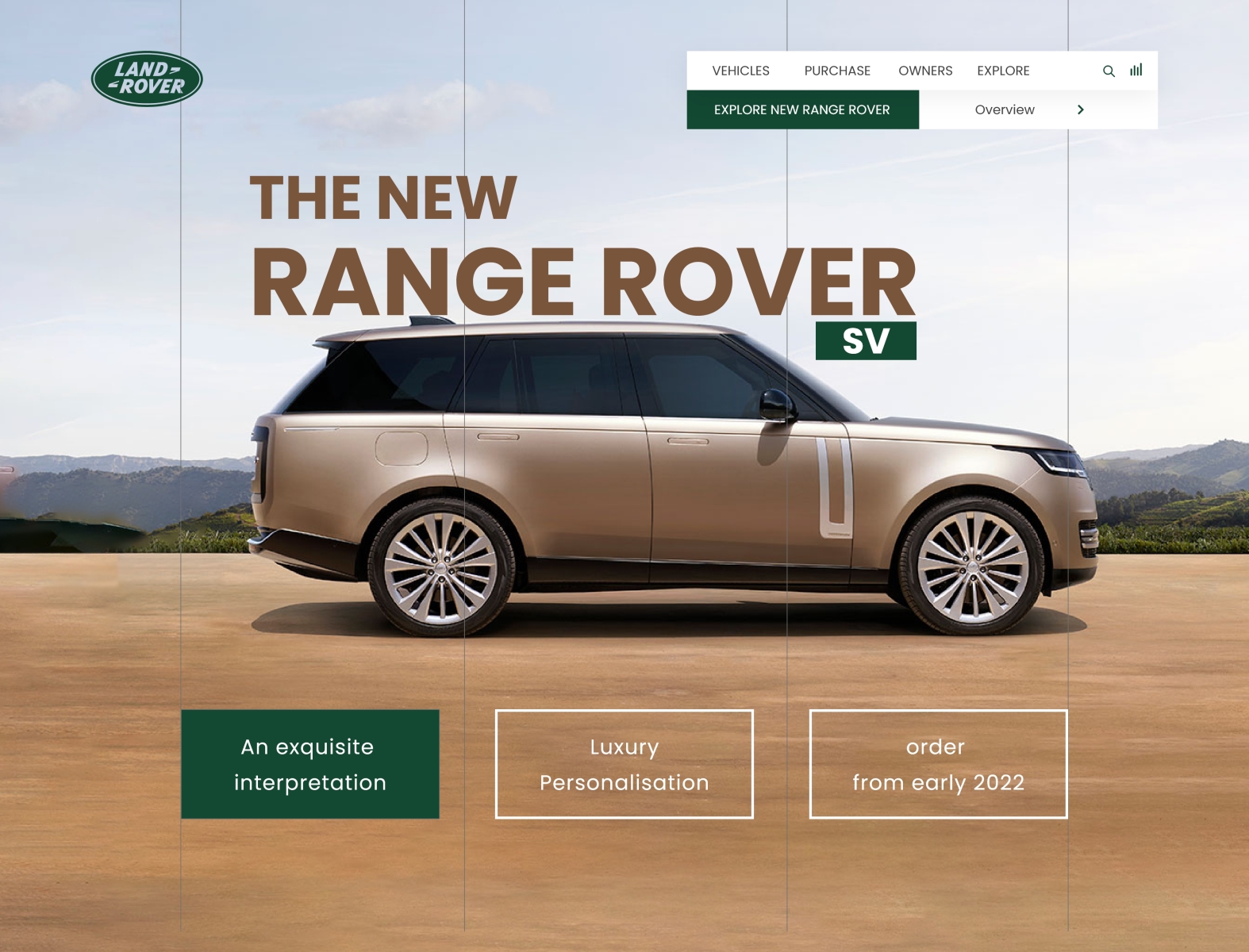 Range Rover SV Landing Page For Adobe XD