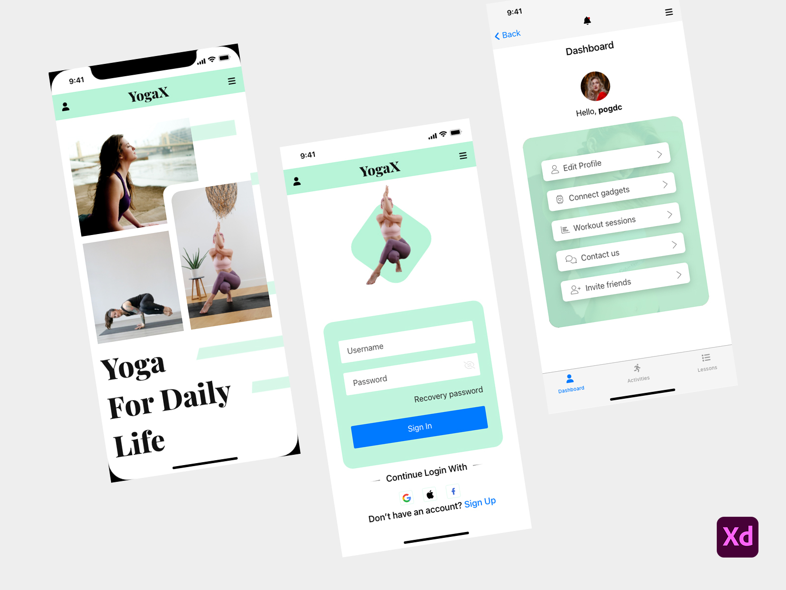 Yoga App UI Design Xd Template– YogaX