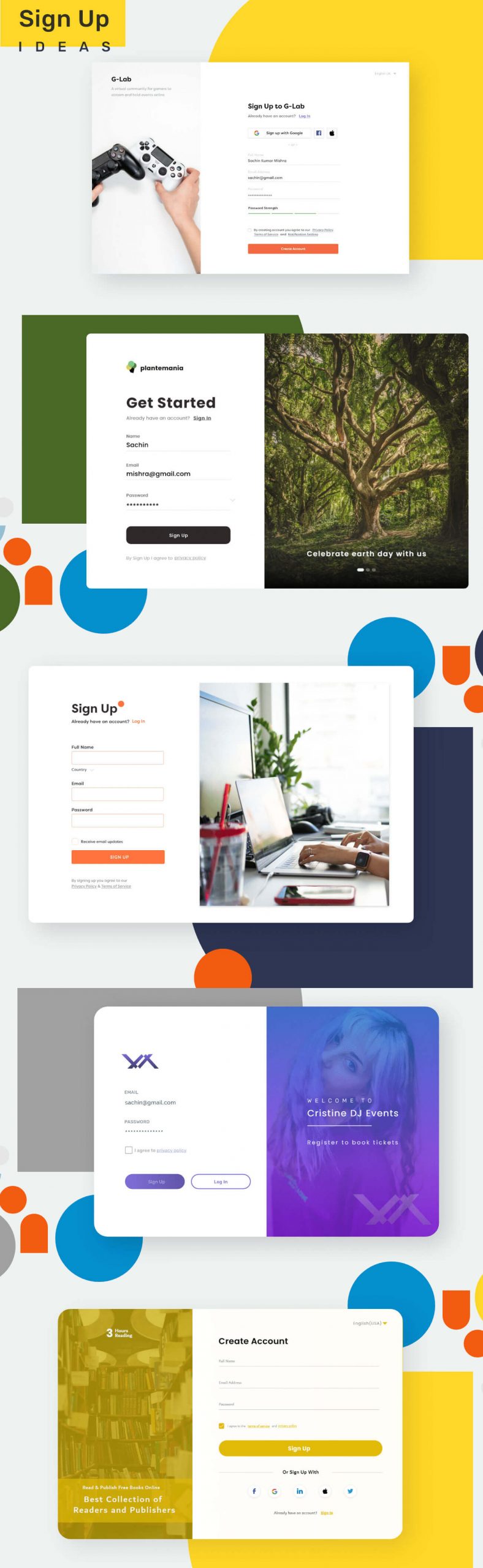 5 Sign Up Pages Templates For Adobe XD
