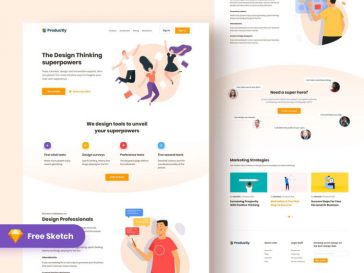 Productly- Designer SaaS Landing Page Sketch Website Template