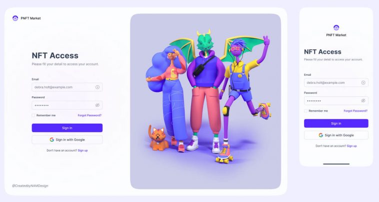 Free NFT Web Responsive Login Page Figma Template