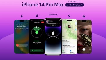 Free New iPhone 14 Pro Max App Screen Mockup (PSD)