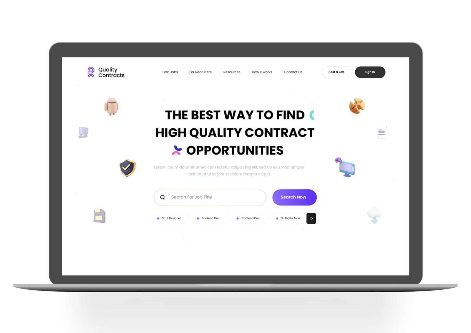 Landing Page For Contracting Company Adobe XD Free Download