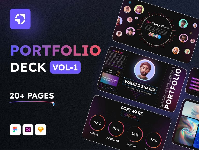 Free Portfolio Builder Slides XD, Figma, Sketch files - Xd File
