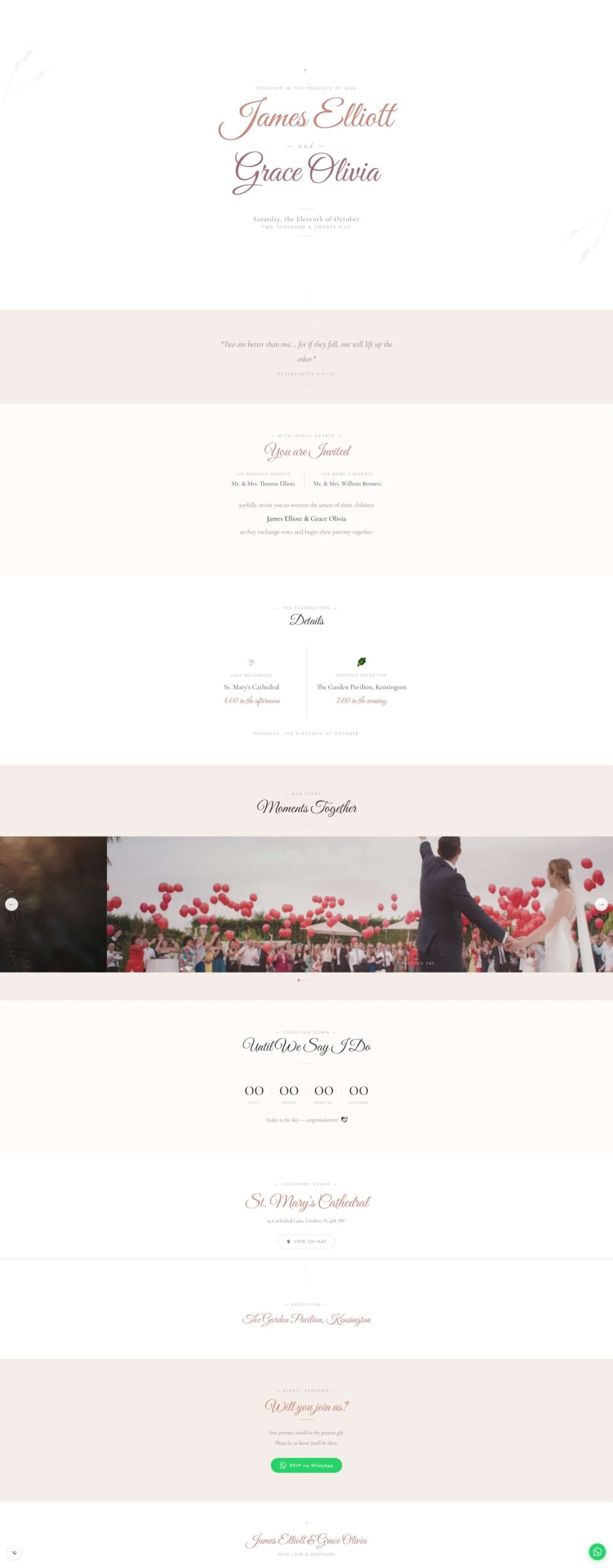 Free Digital Christian Wedding Card HTML Template