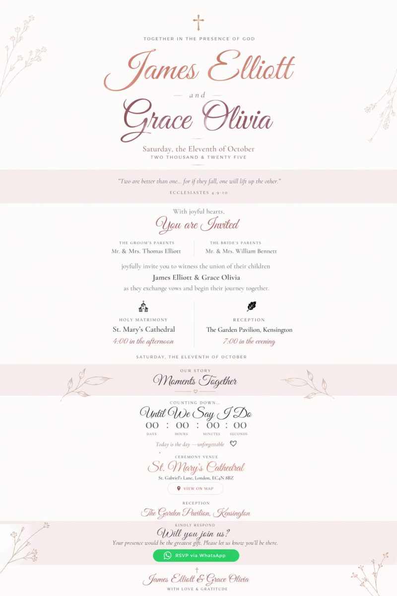 Free HTML Digital Christian Wedding Card Template