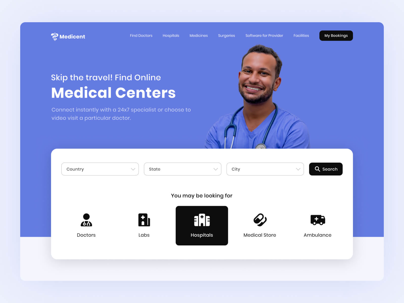 Free Medicent – Medical Center Finder Figma File
